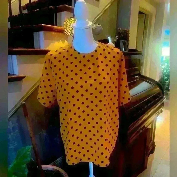 Peters and Ashley polka dot blouse size 14 NWOT. Black and orange short sleeve - Picture 6 of 15